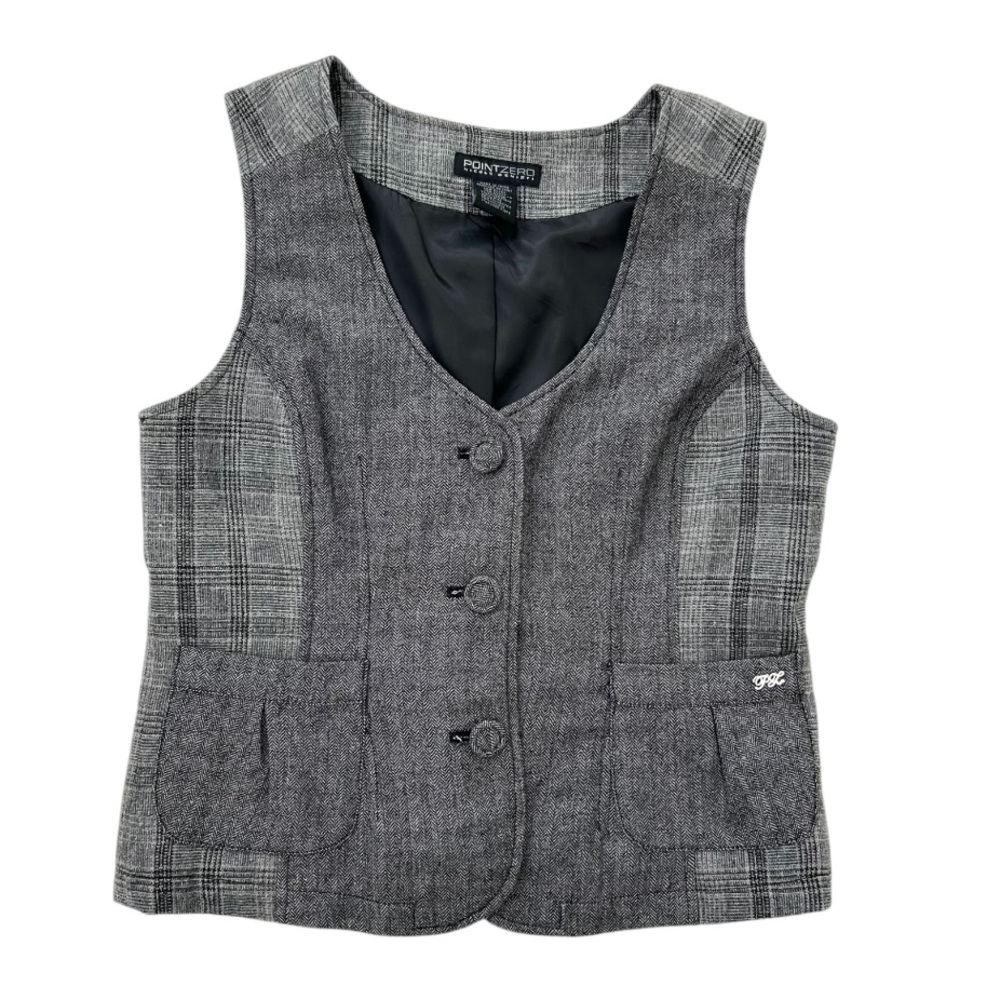 Point Zero Grey Tweed Plaid Colour Hunting Style Waist Coat Vest